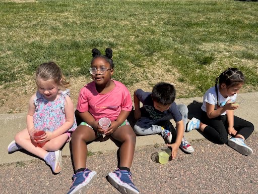early childhood students drinking lemonade