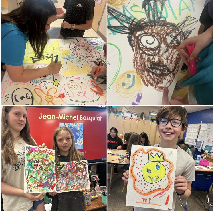 collage style photo of students making art