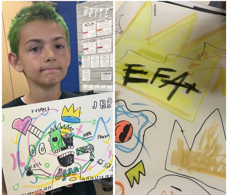 collage style photo of students making art