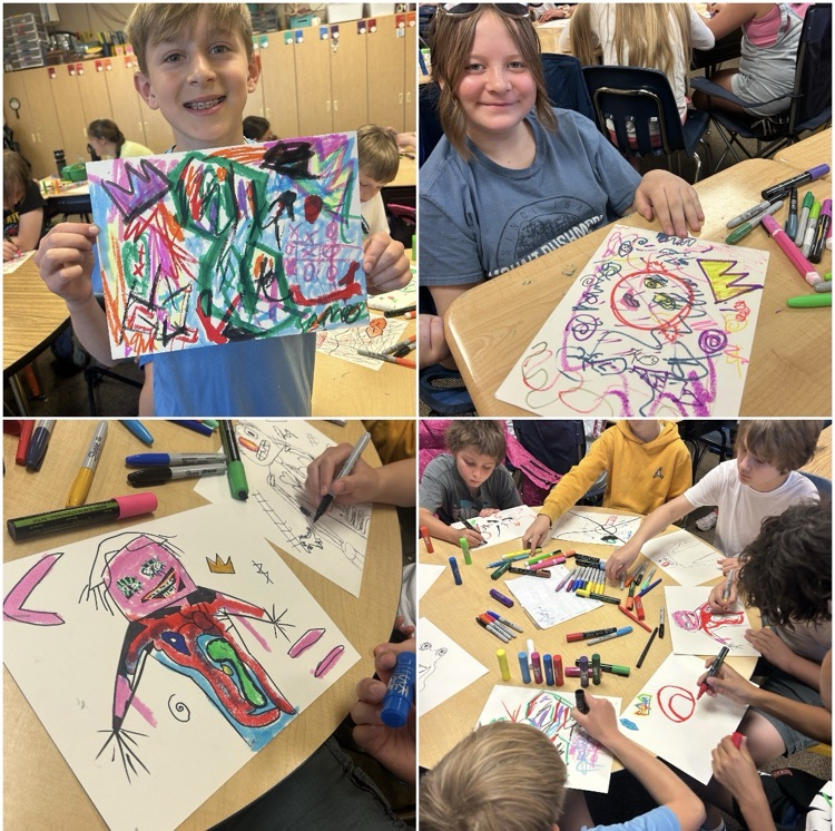 collage style photo of students making art