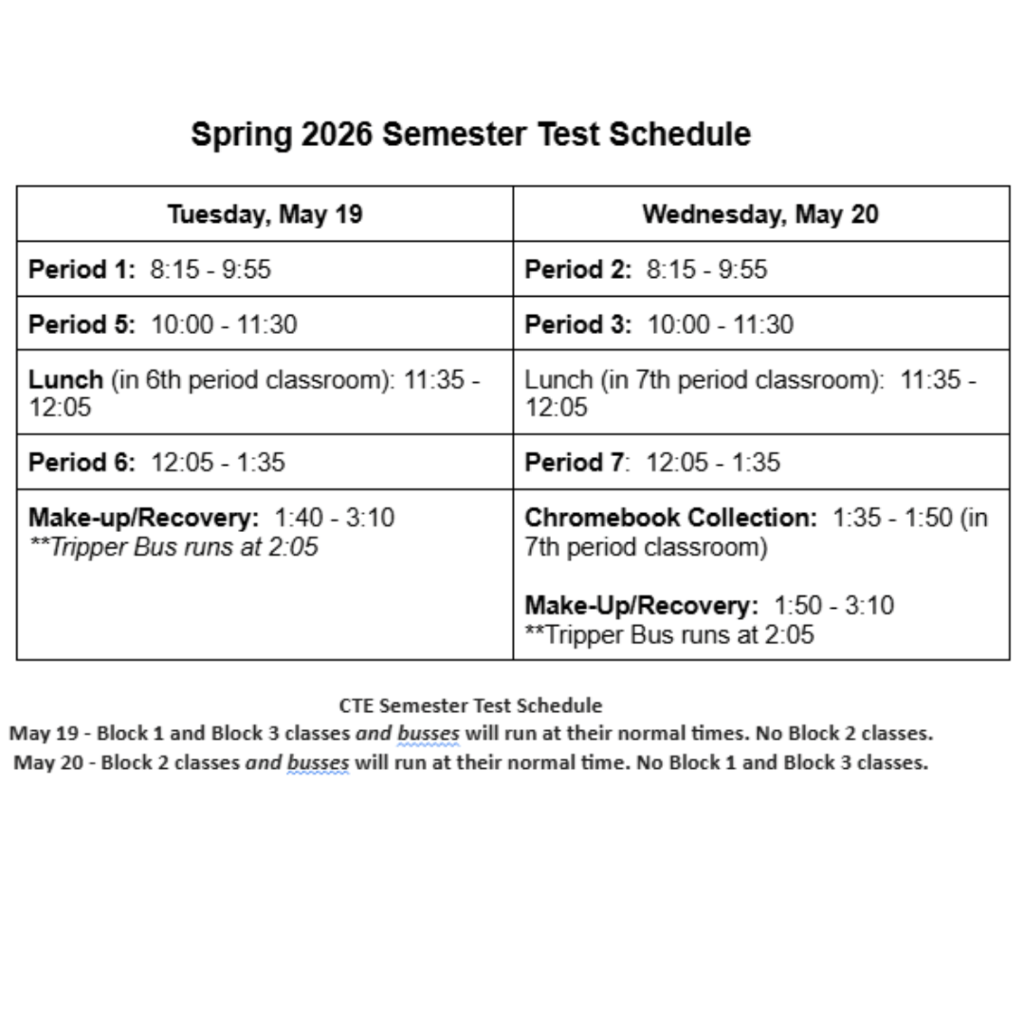Spring Semester Test Schedule