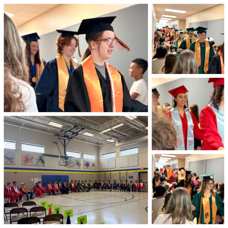 collage style photo of the grad walk