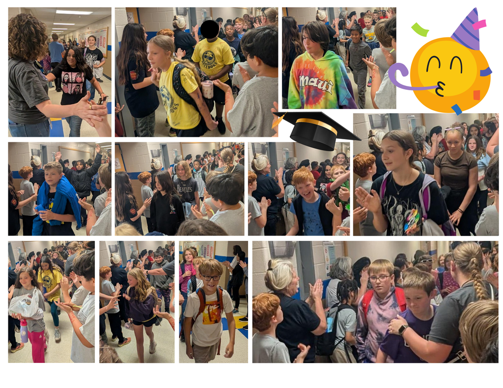 5th Grade Clap-Out : Students lined the hallways to cheer as 5th grade walked through them for the last time. 
