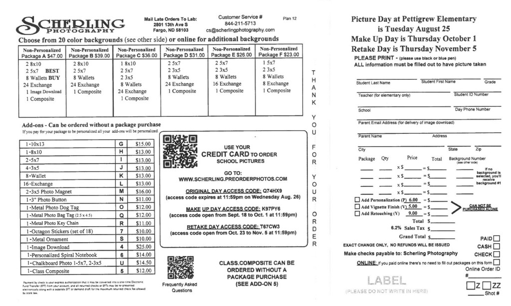 Picture Packet Pricing information
