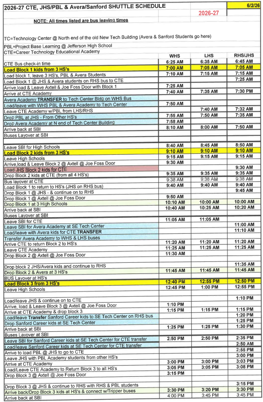 Bus Schedule 26-27