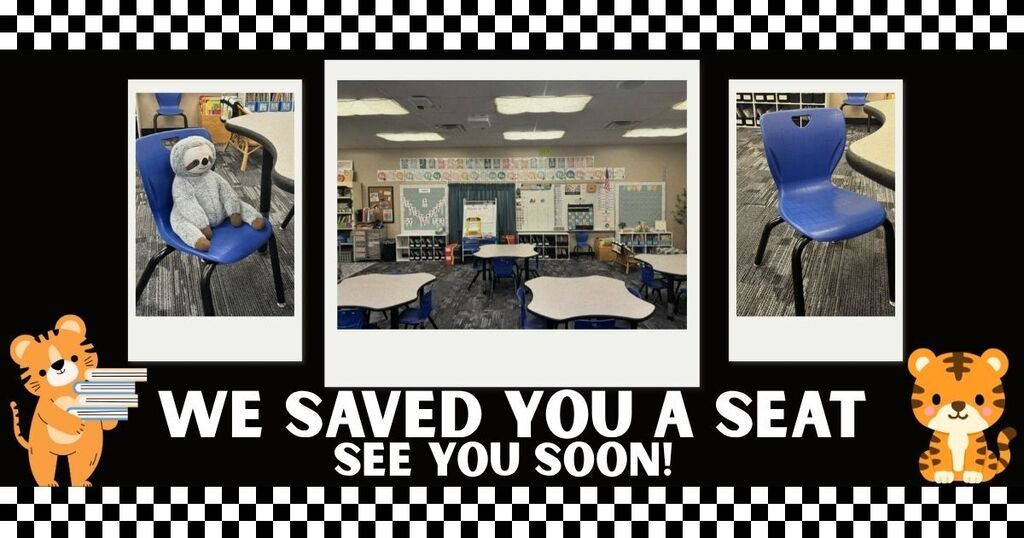 stuffed animal in classroom chair, classroom, empty chair