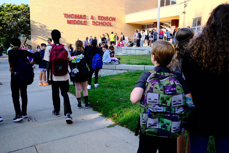 students outside school