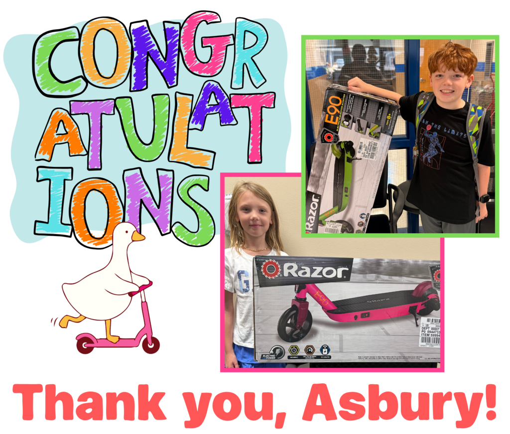 Lucy & Ryker have won the electric scooters donated by Asbury! 