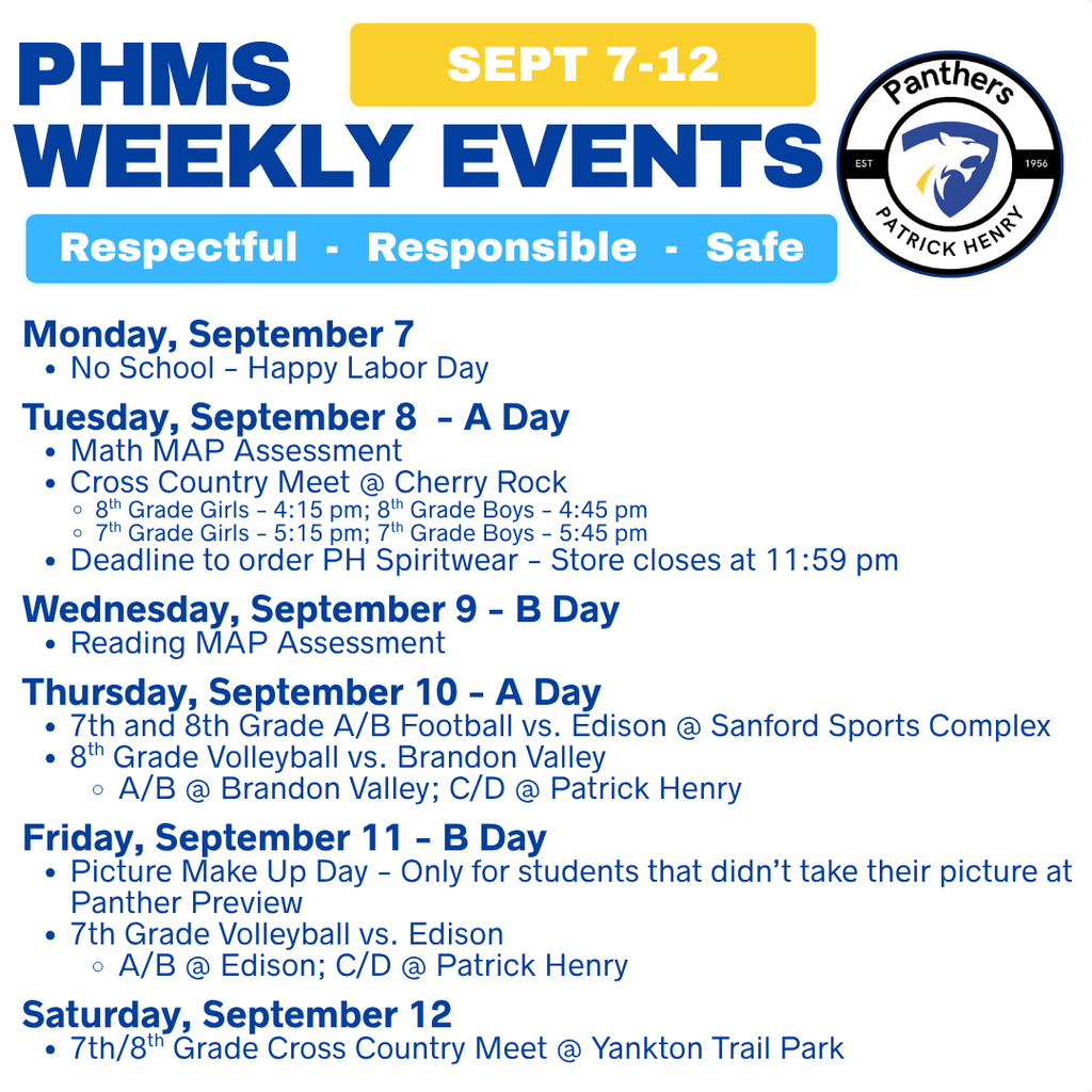 Weekly Events at Patrick Henry