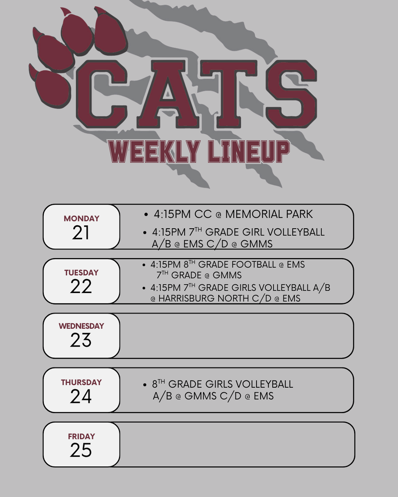 Cats Weekly Lineup