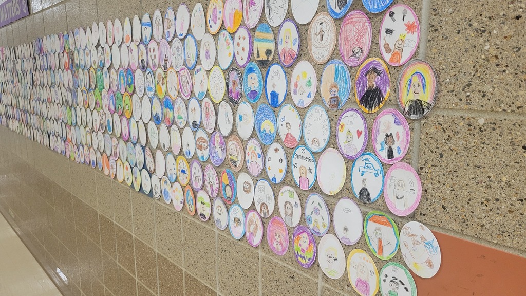 schoolwide artwork hanging in the hall
