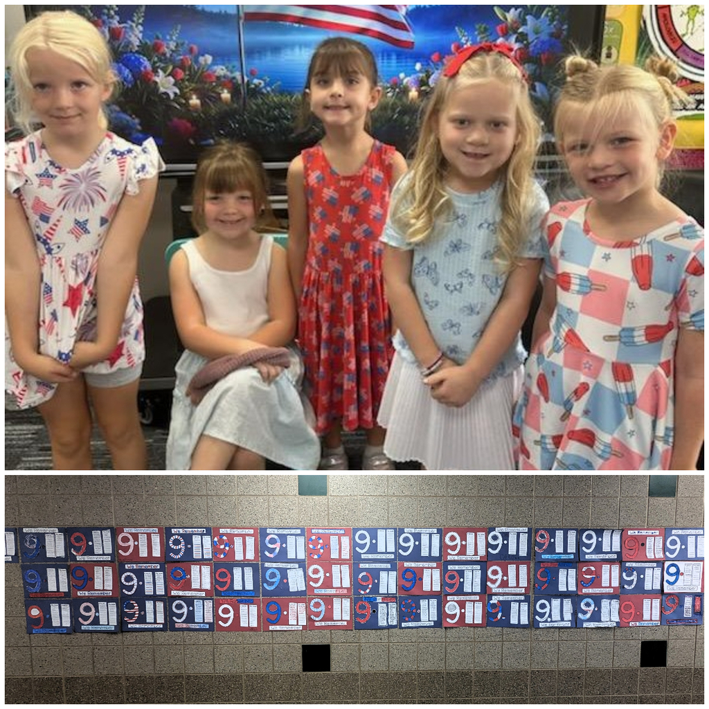 Students dressed in red, white, and blue for Patriot Day.