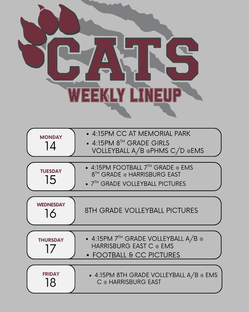 Cats Weekly Lineup