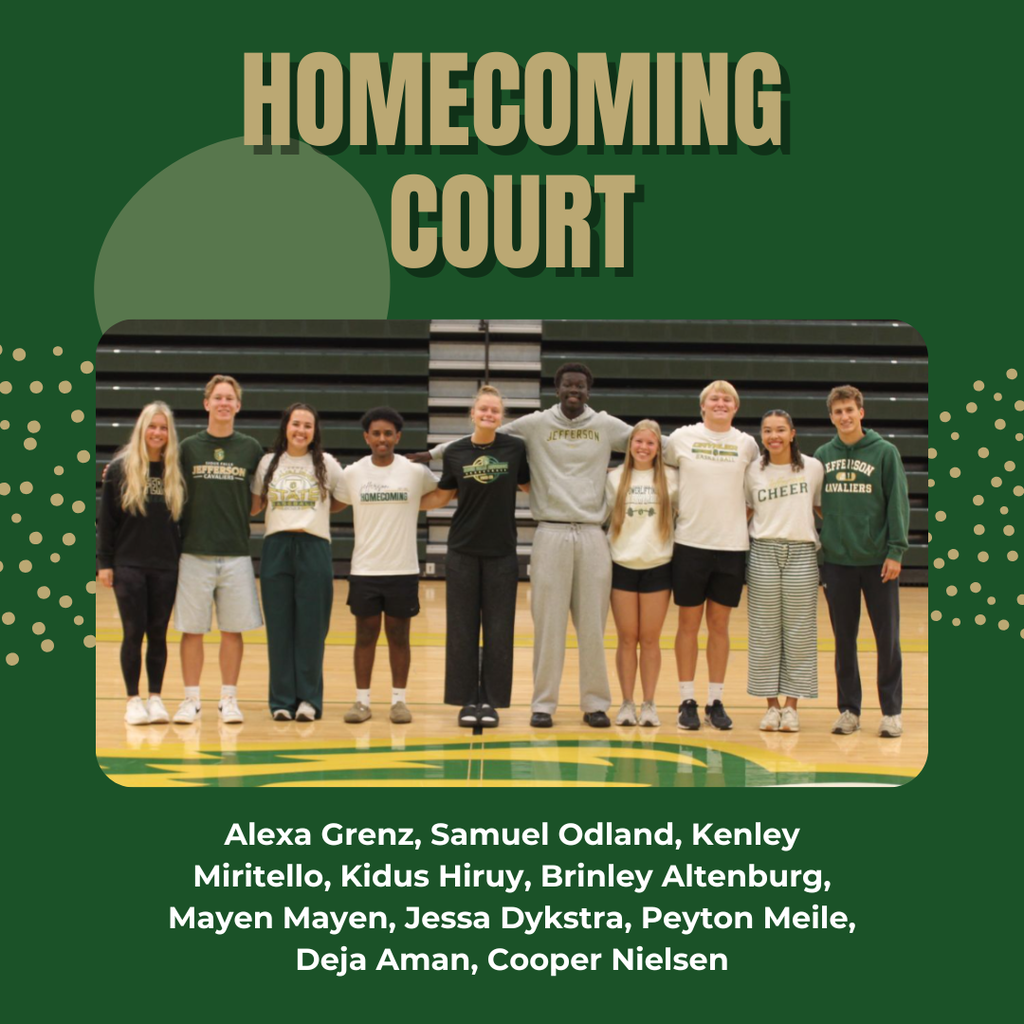 Homecoming Court Alexa Grenz, Samuel Odland, Kenley Miritello, Kidus Hiruy, Brinley Altenburg, Mayen Mayen, Jessa Dykstra, Peyton Meile, Deja Aman, Cooper Nielsen