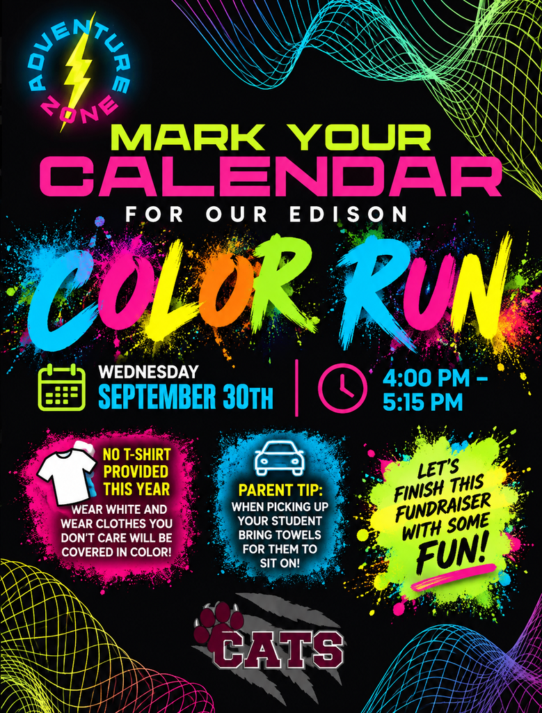 Color Run Event-Mark your Calendar for September 30th after school!