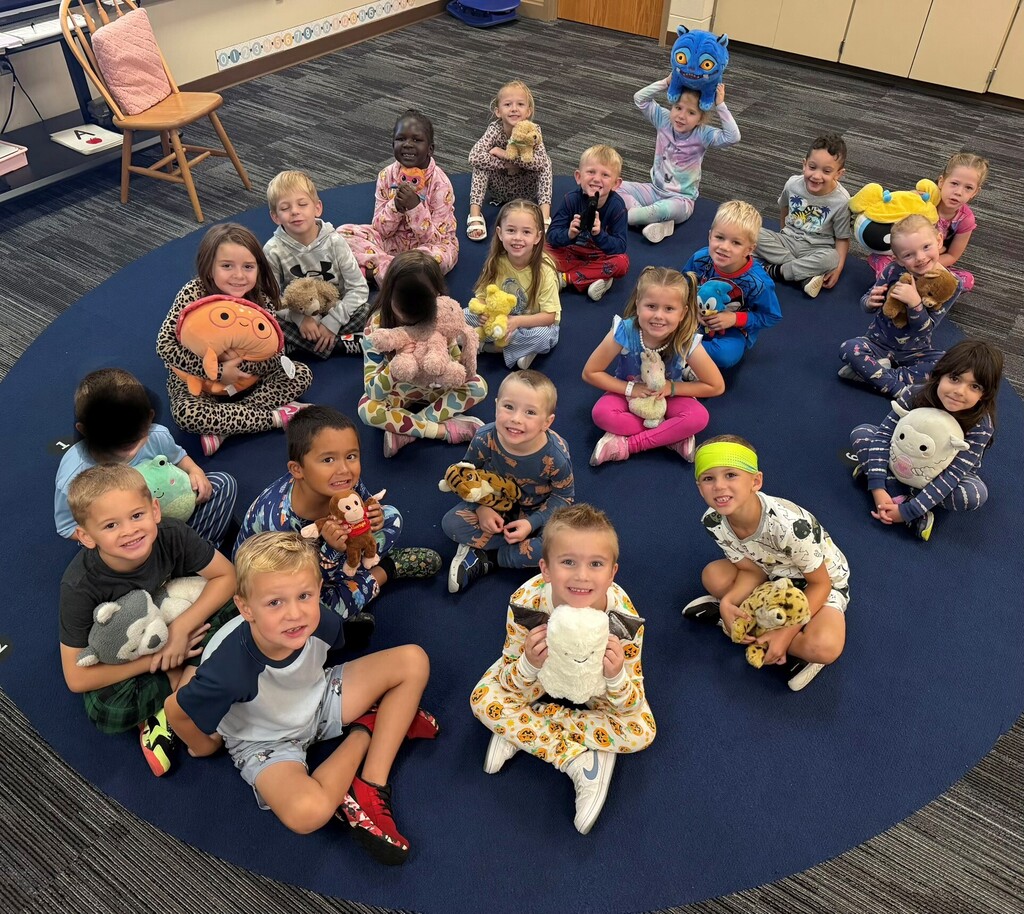 Students with their stuffed animals