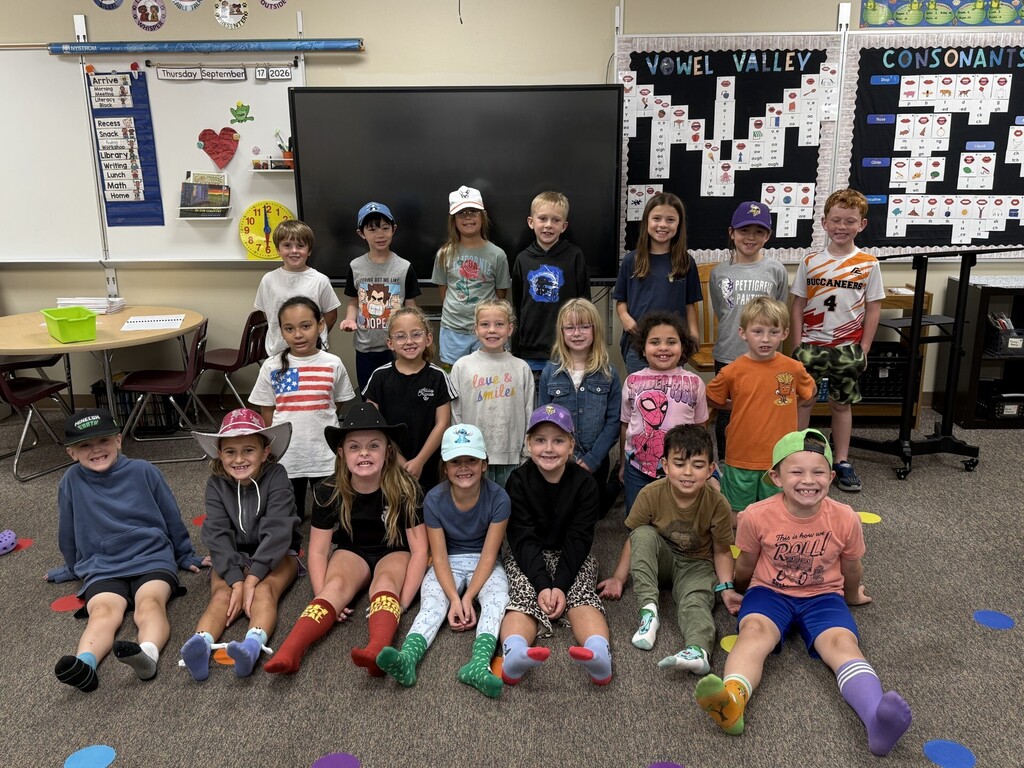 Students wearing silly socks