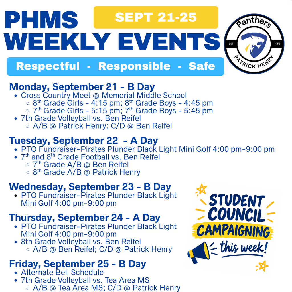 Weekly Events at Patrick Henry