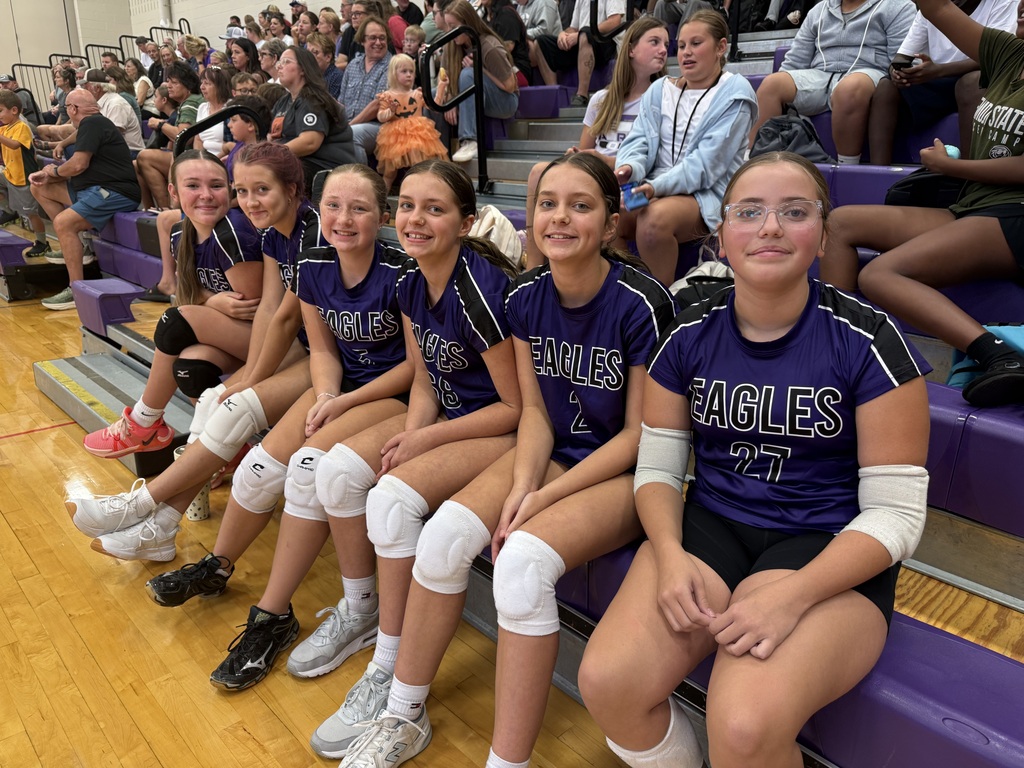 Volleyball players cheering on their team. 