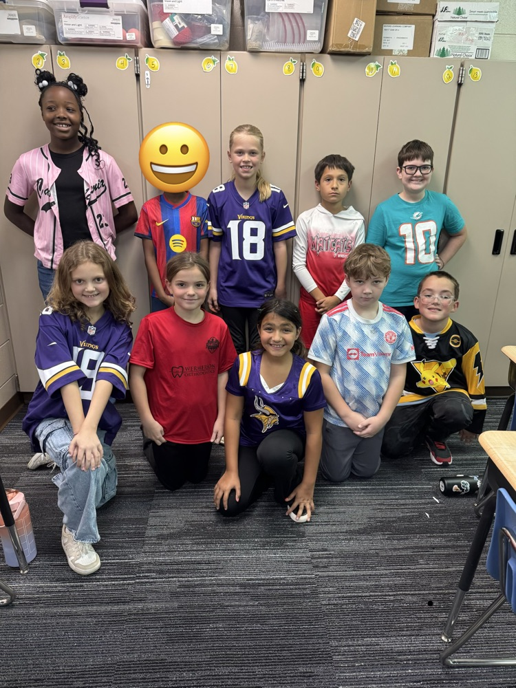 4th graders wearing jerseys 