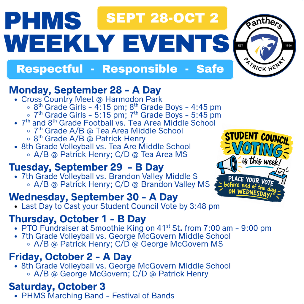 Weekly Events at Patrick Henry