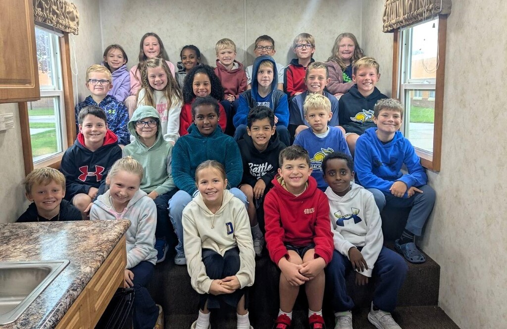 Students in Fire Safety House. 