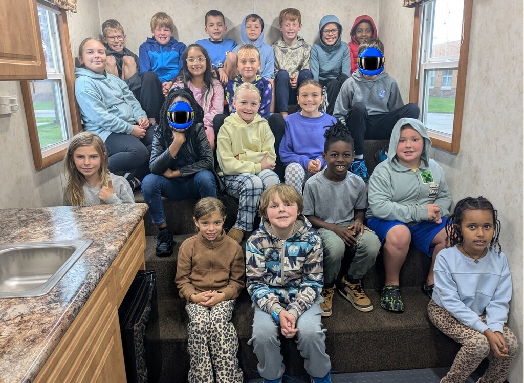 Students in Fire Safety House. 