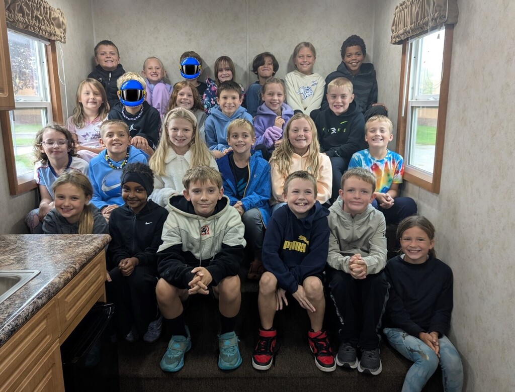 Students in Fire Safety House. 