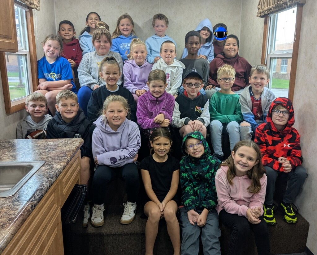 Students in Fire Safety House. 