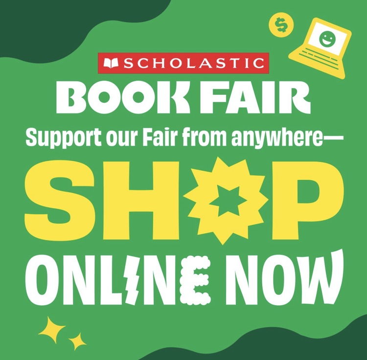 a graphic inviting people to shop the online book fair