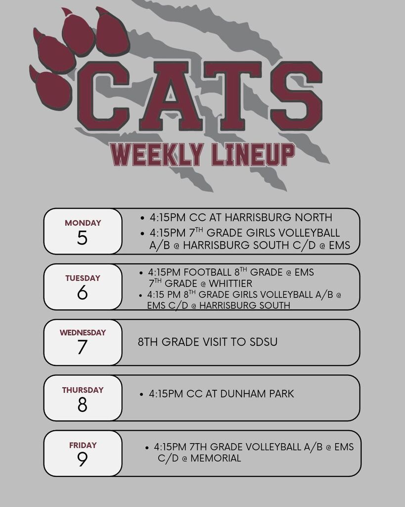 CATS WEEKLY LINEUP