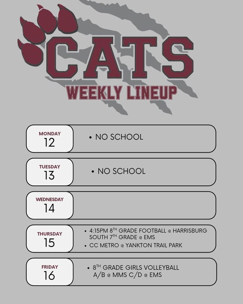 CATS WEEKLY LINEUP