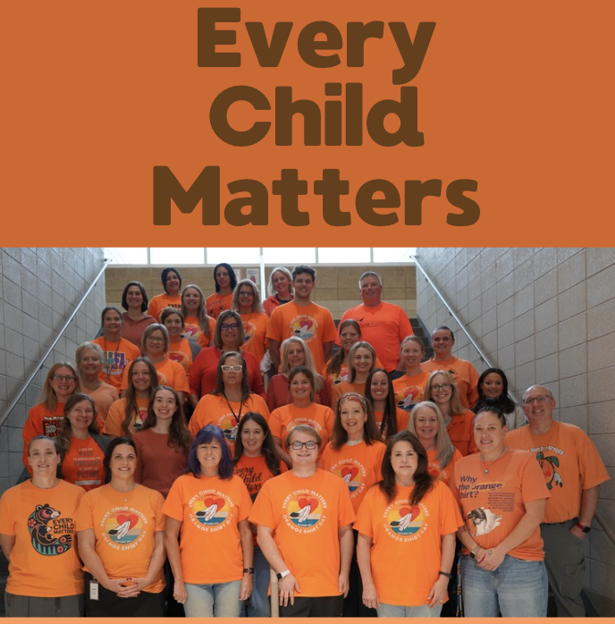 Today on the South Dakota Day of Remembrance for U.S. Indian Boarding Schools, our staff and students arrived in their orange shirts to show respect, support, and acknowledgement for the survivors, the ones who didn't make it home, and their families who were affected by Indian Boarding Schools. O.S.O. students have spent multiple days learning about the Orange Shirt movement and its founder, Phyllis Webstad. Students were asked to reflect on the healing and reconciliation of this era.