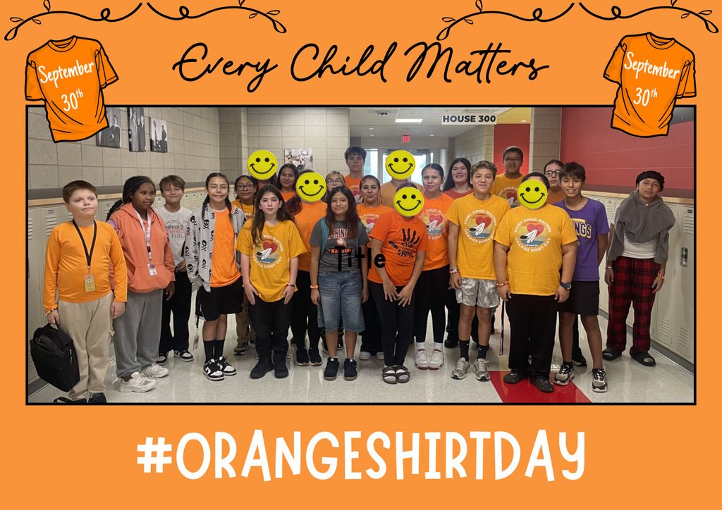 Today on the South Dakota Day of Remembrance for U.S. Indian Boarding Schools, our staff and students arrived in their orange shirts to show respect, support, and acknowledgement for the survivors, the ones who didn't make it home, and their families who were affected by Indian Boarding Schools. O.S.O. students have spent multiple days learning about the Orange Shirt movement and its founder, Phyllis Webstad. Students were asked to reflect on the healing and reconciliation of this era.