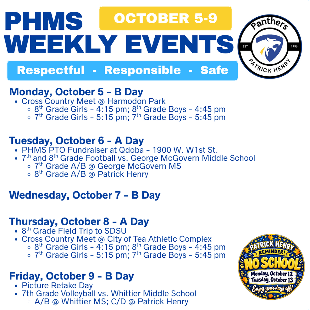 Weekly Events at Patrick Henry