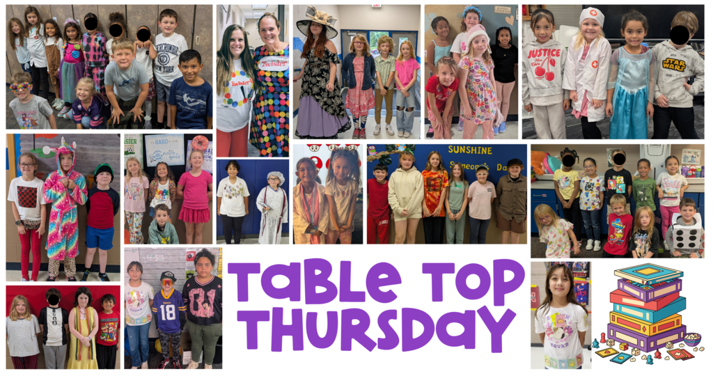 Photos of students dressed up for Table Top Thursday