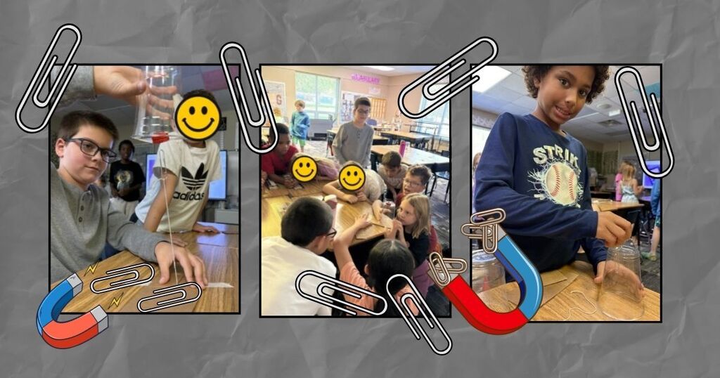 302 students experimenting with magnets and paperclips to learn about balanced forces