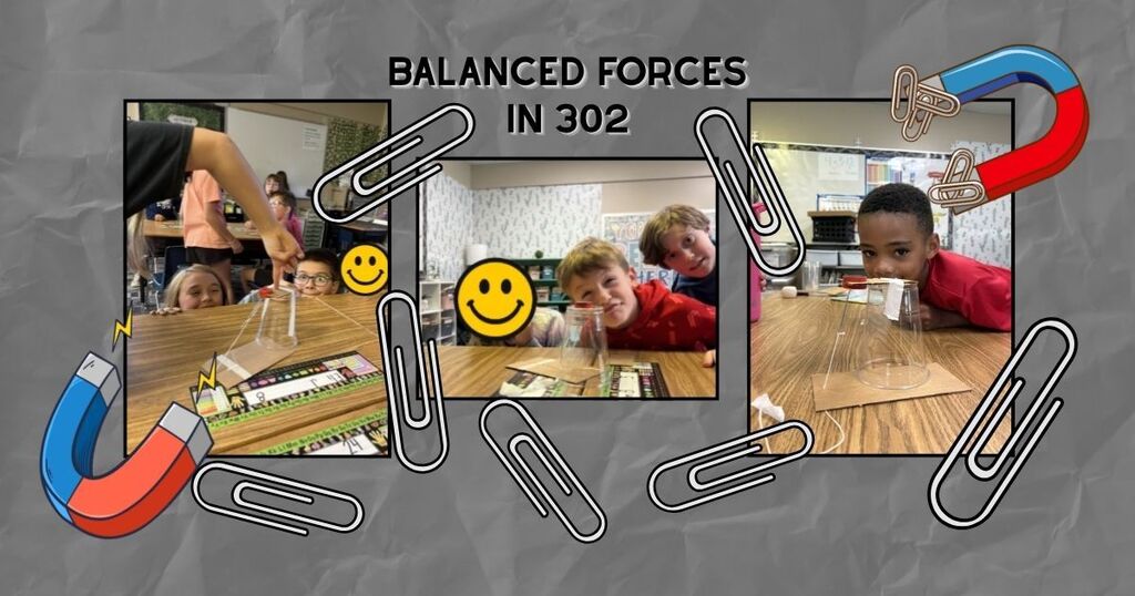 302 students experimenting with magnets and paperclips to learn about balanced forces