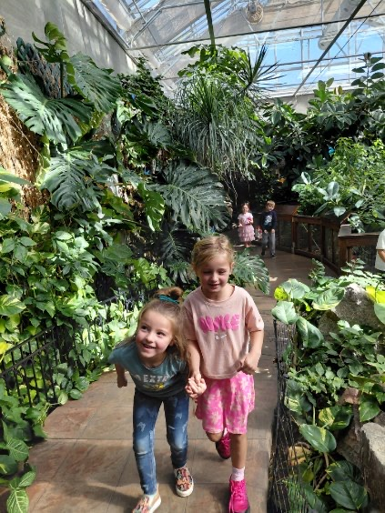students at the butterfly garden 
