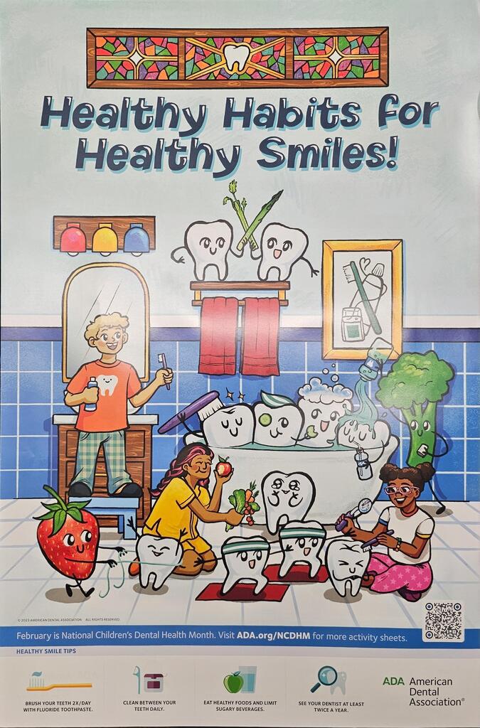 A poster of healthy havits for smiles.