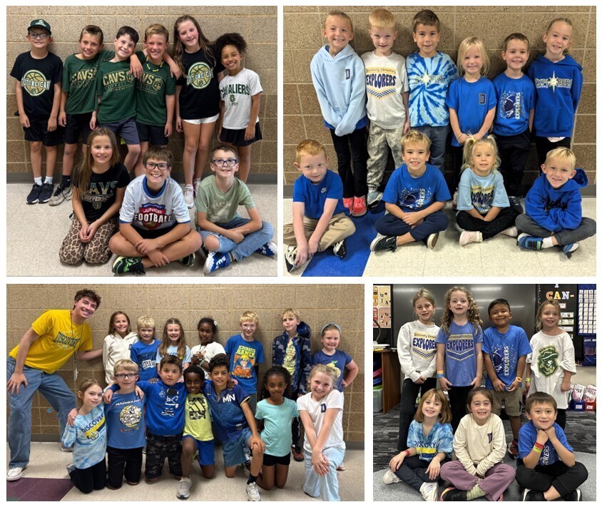Classroom of students dressed up in spirit wear for homecoming week. 