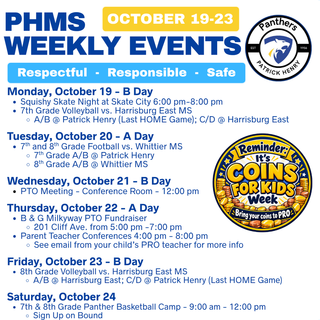 Weekly Events at Patrick Henry