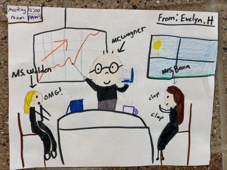 a drawing of our principals working in the office 