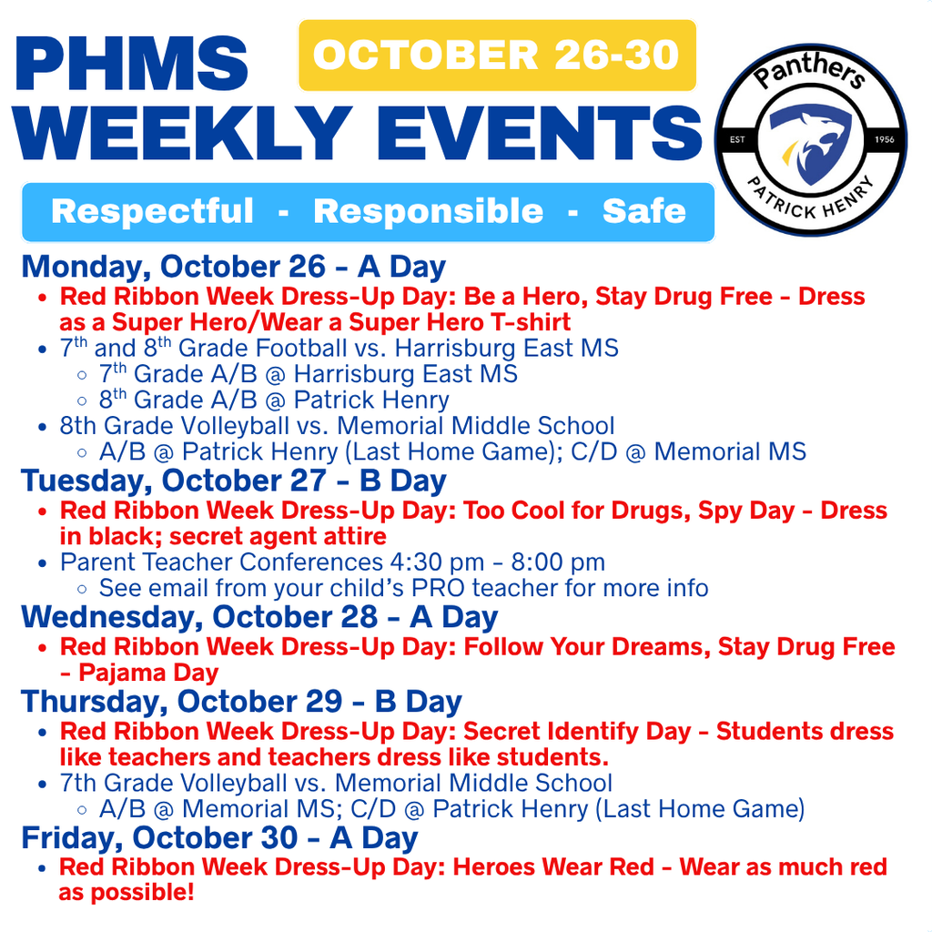 Weekly Events at Patrick Henry