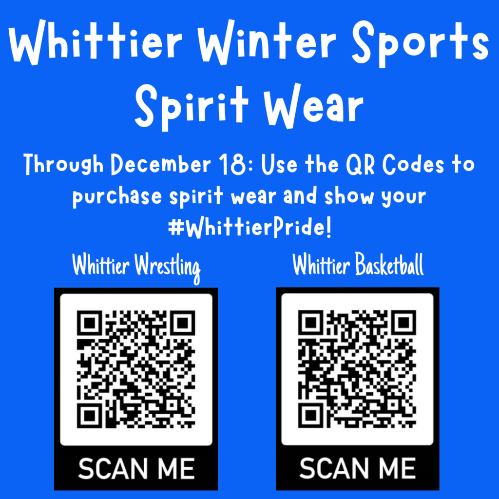 Whittier Winter Sports spirit wear is available for purchase through December 18th.