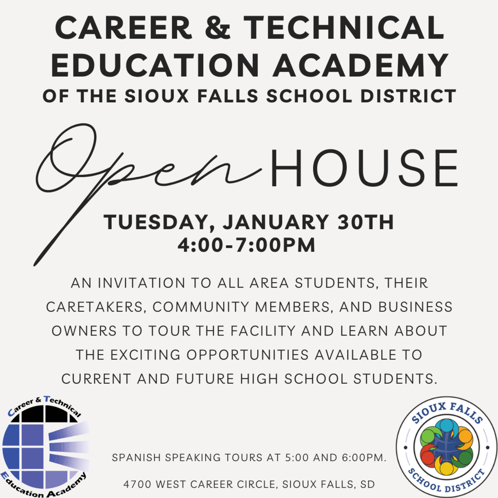 Career & Technical Education Academy Open House scheduled for Tuesday, January 30 4-7pm