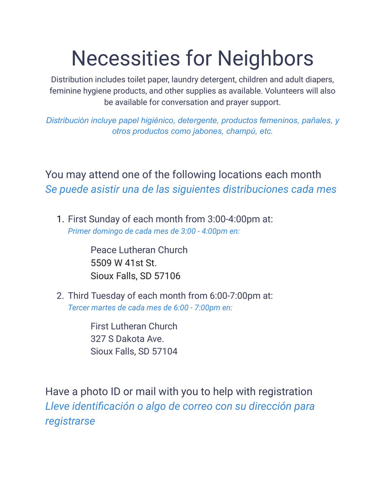 Necessities for Neighbors