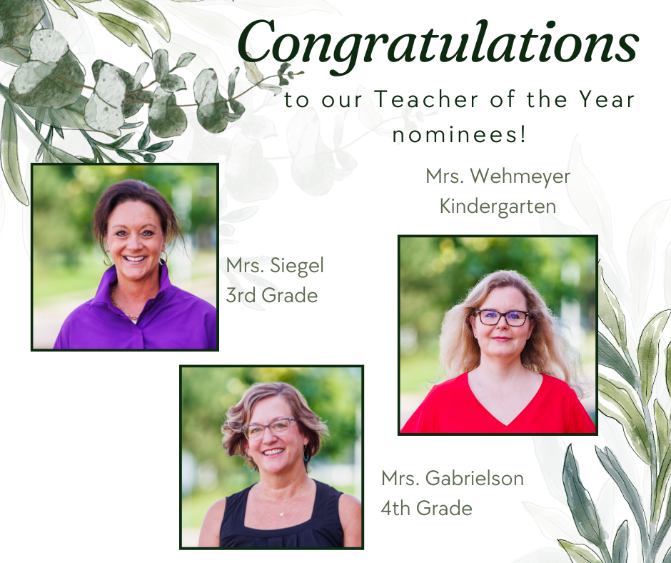 Teacher of the year nominees Micah Siegel, Tiffany Wehmeyer, and Rochelle Gabrielson