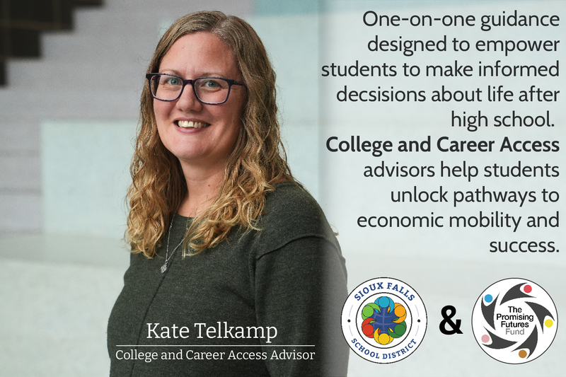 Portrait of Kate with a quote highlighting the College and Career Access Program