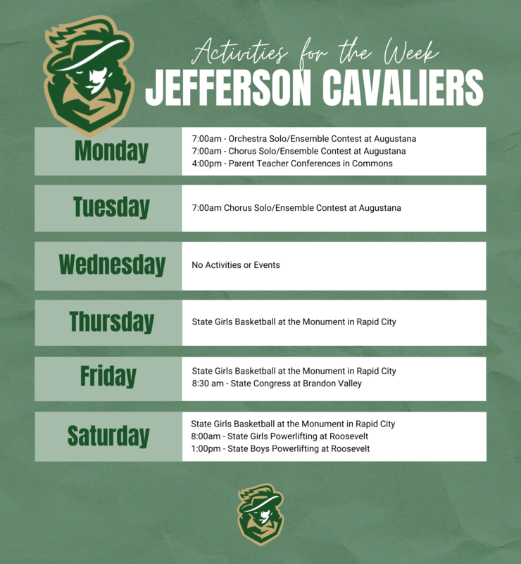 Jefferson Activities for the week